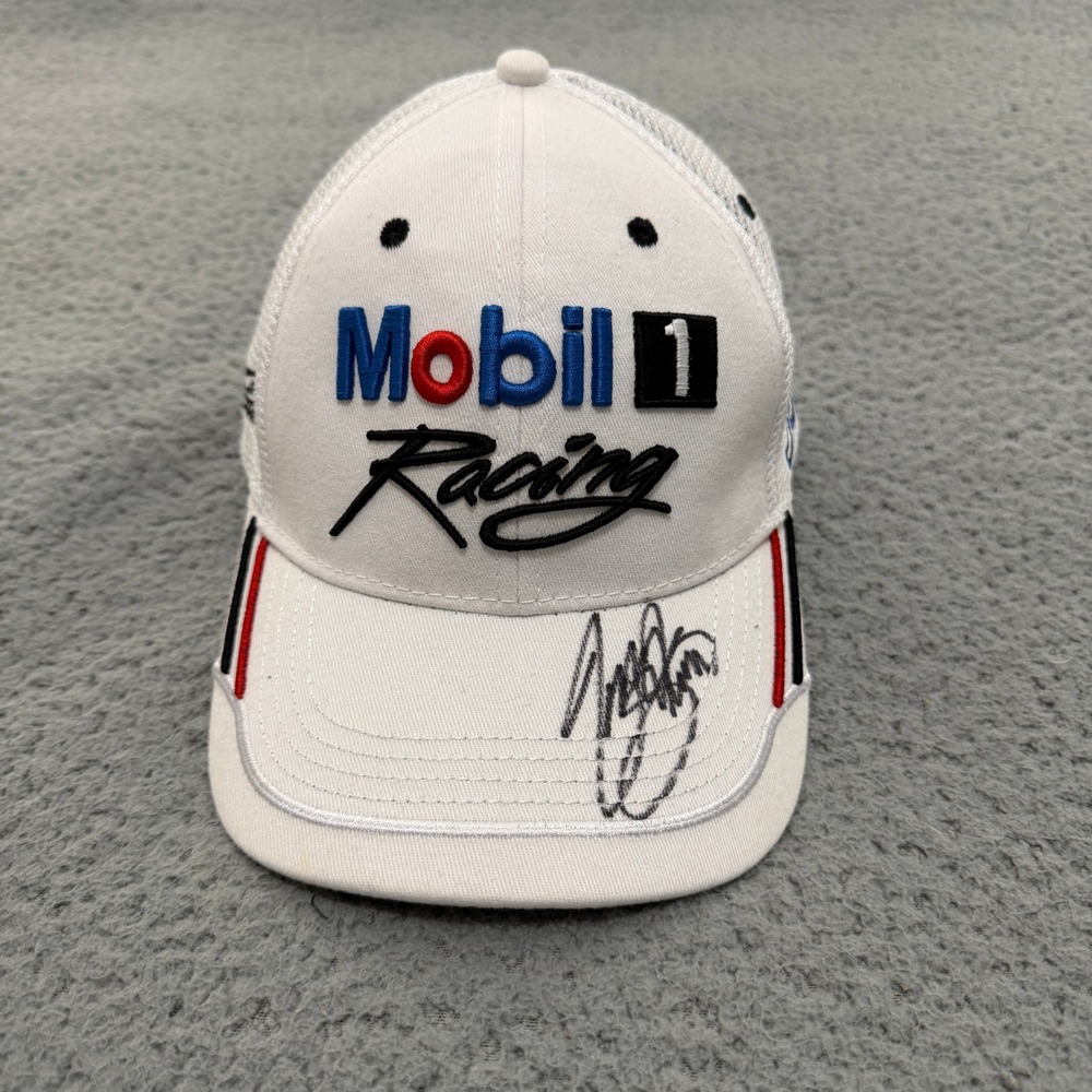 NASCAR Mobil 1 Racing Tony Stewart 14 Trucker Hat White Adjustable Mesh Cap Mens